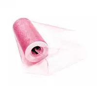 Фатин средней жесткости в шпульках блестящий,100% нейлон, шир.150мм, светло-розовый  Розовый - фото