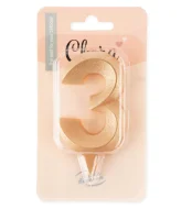 Свеча Цифра, 3 "Грани", Золото, 4*7 см, 1 шт , 1701 Золотой - фото