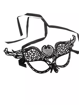 Карнавальная маска Сердце из полиэстера, с атл.лентой д/крепл.на голове/15,5*9*7,5см, арт75251,75248 Черный - фото