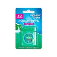 Зубная нить вощеная 50м, мягкая забота о деснах, ВКУС МЯТЫ, LAIMA DENT, 609413 Зеленый - фото