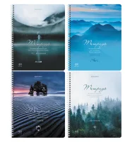 Тетрадь А5 48л. BRAUBERG гребень, клетка, обложка картон, Nature (микс в спайке), 404340 Микс - фото