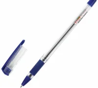 Ручка шариковая масляная с грипом STAFF Basic OBP-11, СИНЯЯ, узел 1 мм, линия 0,5 мм, арт. 143744 Синий - фото