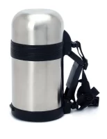 Термос универсальный, 1 л, на ремне, сохраняет тепло 10 ч, 12.5 х 23.5 см   9083446 Серебро - фото