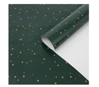 Бумага упаковочная глянцевая "Золотые звёздочки", 70 х 100 см, 7066073 Зеленый - фото