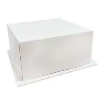 Коробка картонная белая с крышкой 28*28*14 для торта Хром Белый - фото