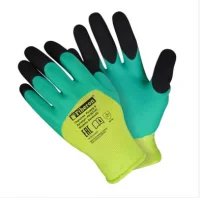 Перчатки полиэстер, вспененное латексное покрытие "КОЛИБРИ» для садовых работ 9(L) PR-MT141  - фото