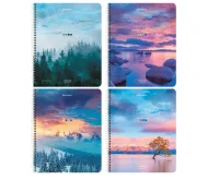 Тетрадь А5 96л. BRAUBERG гребень, клетка, обложка картон, Travel (микс в спайке), 404426 Микс - фото