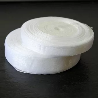 Лента тканная органза Белая 12мм*50Y, арт. F014-38/1001 Белый - фото