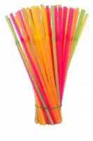 Соломка для коктейлей 5*240 мм 1/250 Р с гофрой, флюорисцентная Разноцветный - фото