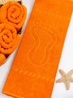 Полотенце махровое НОЖКИ 450 г/м2 50*70 гладкокрашенное, 207-апельсиновый оранжевый - фото