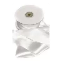 Лента тканная атласная 50мм*25Y Белая, арт. 0925-50/01, F014-50/01  - фото