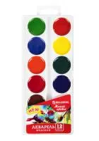 Краски акварельные BRAUBERG "МАГИЯ ЦВЕТА NEW" 12 цветов, медовые, кругл. кюветы, 192286 Разноцветный - фото