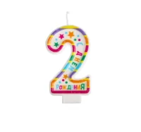 Свеча в торт цифра 2 "С Днем рождения" 1740047 (600) Страна Карнавалия  - фото