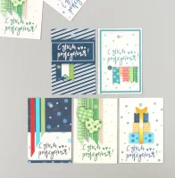 Бирка картон "С днем Рождения. Аппликация" набор 10 шт (5 видов) 4х6 см 10240029  - фото