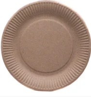 Тарелка бумажная d18см крафт 1/100 Коричневый - фото