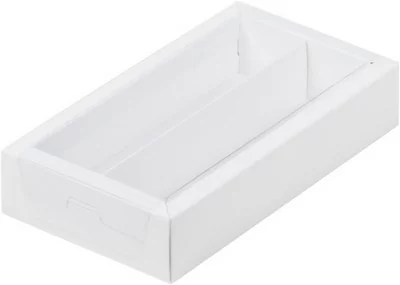 Коробка для конфет с пластиковой прозрачной крышкой 180*100*30мм белая, 5 шт Белый - фото