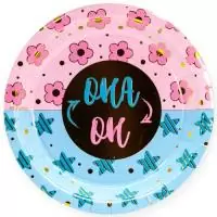 Тарелки (7''/18 см) Гендер Пати, Голубой/Розовый, 6 шт., арт. 690023  - фото