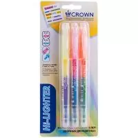 Набор текстовыделителей двухсторонних Crown "Multi Hi-Lighter Twin", 3 шт  - фото