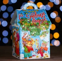 Новог.коробка "ДОМИК НОВЫЙ "Ярмарка" с анимацией, УФ до 600гр  - фото