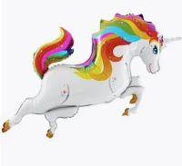 Шар (14''/36 см) Мини-фигура, Радужный единорог,1 шт.  - фото