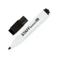 Маркер стираемый д/доски на магните со стирателем STAFF Manager WBM-002, ЧЕРНЫЙ, 3 мм, 152002 Черный - фото