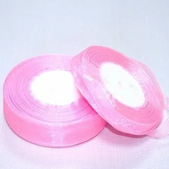 Лента тканная органза Розовая 12мм*50Y, арт. F014-39/1005 Розовый - фото