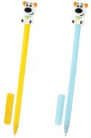 Ручка с топпером шариковая ЮНЛАНДИЯ "Собачка", корпус ассорти, СИНЯЯ, пишущий узел 0,7 мм, 143807  - фото