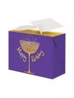 Бумажный пакет "Happy Birthday" 15*11 см, плотность бумаги 180 г/м2 Фиолетовый - фото