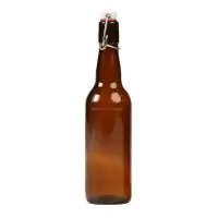 Стеклобутылка коричневая "LM Beer"+бугельная крышка 1000 мл  - фото