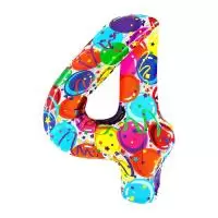 Шар фольгированный 40" «Цифра 4», яркие шары, арт. 9600500 Разноцветный - фото