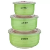 Набор контейнеров с вакуумной крышкой, зеленого цвета, 3 шт Зеленый - фото