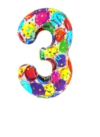 Шар фольгированный 40" «Цифра 3», яркие шары, арт. 9600499 Разноцветный - фото
