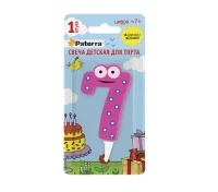Свеча детская для торта, цифра 7, 1 шт. в упаковке, PATERRA, 401-528 (24) Розовый - фото