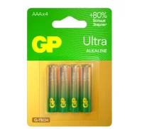 Батарейка GP Ultra Alkaline G-Tech 24А AАA - 4 шт. на блистере (24AUA21-2CRSBC4 40/320)  - фото