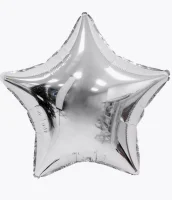 Шар фольгированный(2) (18''/46 см) Звезда, Серебро, 1 шт.  - фото