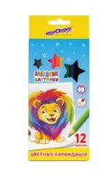 Карандаши цветные ЮНЛАНДИЯ "ЗАБАВНЫЕ КАРТИНКИ", 12 цветов, шестигранные, натуральное дерево, 181643 Микс - фото