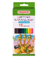 Карандаши цветные ПИФАГОР "Сказки", 12 цветов, классические, заточенные, (12) 181821 Микс - фото