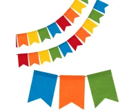 Гирлянда Флажки, из фетра, Яркий праздник, Ассорти, 11,5*16 см, 10 шт., 6231176  - фото