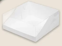 Коробка под торт с пластиковой крышкой 235*235*100 (белая) 1 штука Белый - фото