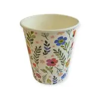 Стакан бумажный 250мл для горячего Полевые цветы D80 50шт Белый - фото