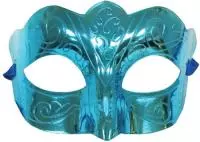 Карнавальная маска "Блестящая бирюза" с атласной лентой для крепления на голову (ПВХ) 15,5*9*7,5  Бирюзовый - фото