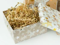 Коробка Золотые звезды, Белый, Металлик, 18*18*8.5 см 1 шт Белый - фото