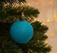 Игрушка световая "Елочный шар" (батарейки в комплекте) 6 см, 1LED синяя Синий - фото