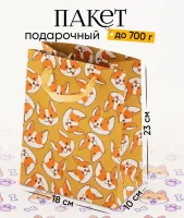 Пакет подарочный крафтовый вертикальный, упаковка, «Пёсик», MS 18 х 23 х 10 см,4764557  - фото