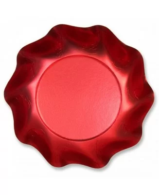 Тарелка бумажная d32,4 см "MATT RED", 8 шт Красный - фото