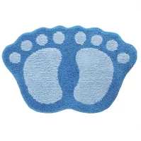 Коврик SHAHINTEX MICROFIBER ЛАПКИ совмещенный 50*80 синий  - фото