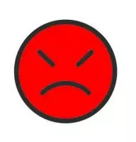Этикетка Круг d39 (1/100) Знак угрюмый смайл красная Красный - фото