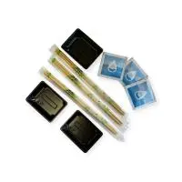 Комплект:Соусник 70мл черный КД-010 + палочки бамбук.с зубочисткой + салфетка влажн."Капля" 3 штуки Комплект:Соусник 70мл черный КД-010 + палочки бамбук.с зубочисткой + салфетка влажн."Капля" 3 штуки  - фото