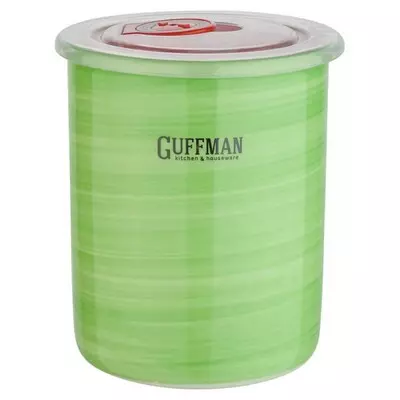 Керамическая банка с крышкой Guffman маленькая, зеленого цвета Зеленый - фото