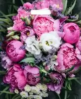 Сумка-пакет 38*47 прорубная ручка ламинат Пионы  - фото